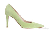 Apple Green Suede Pointed Toe Heels