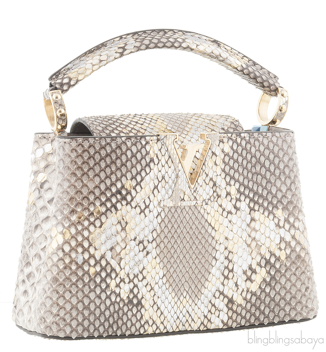 Capucines Gold Python Mini