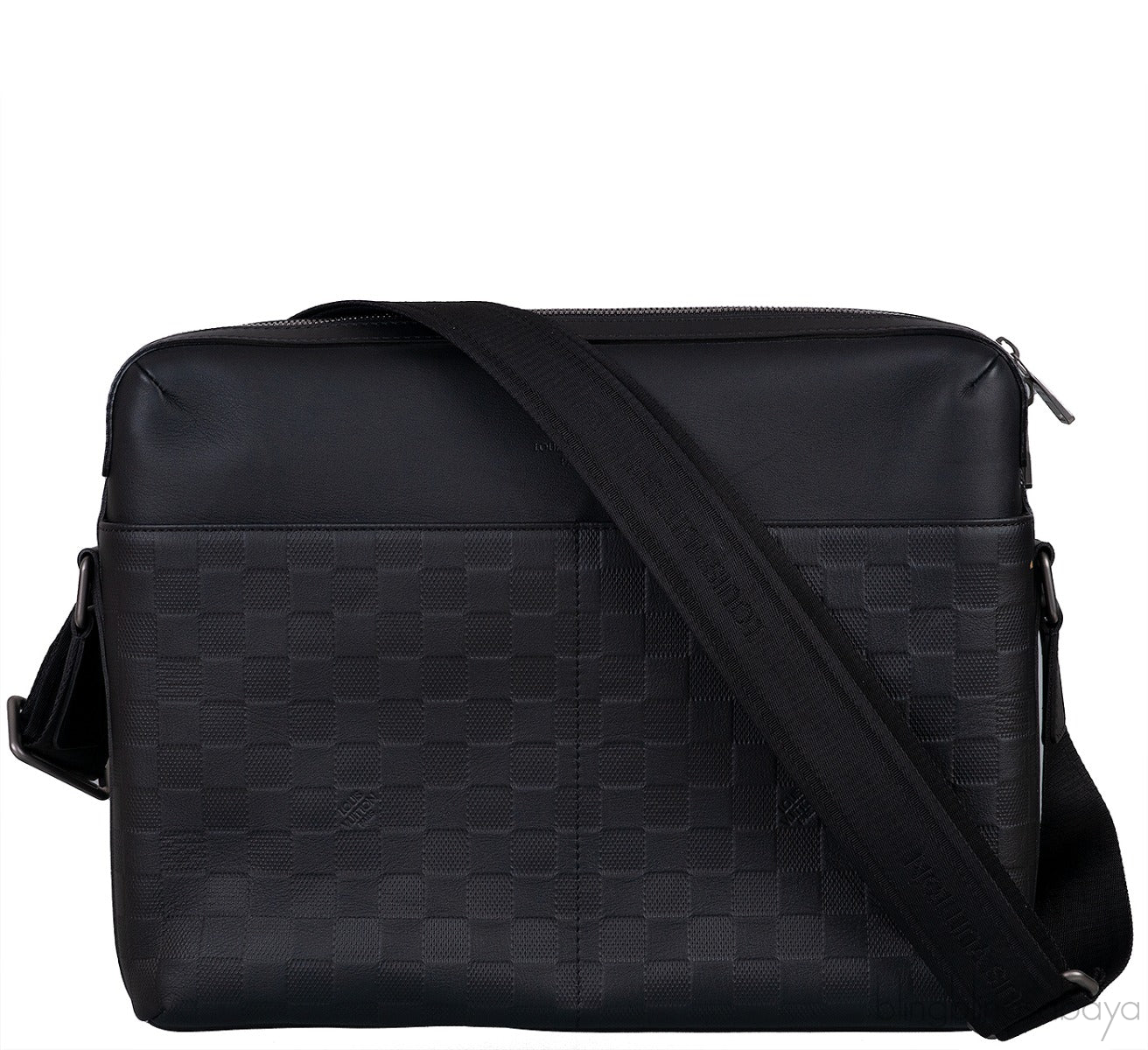 Black Infiniti Leather Calypso Messenger Bag MM