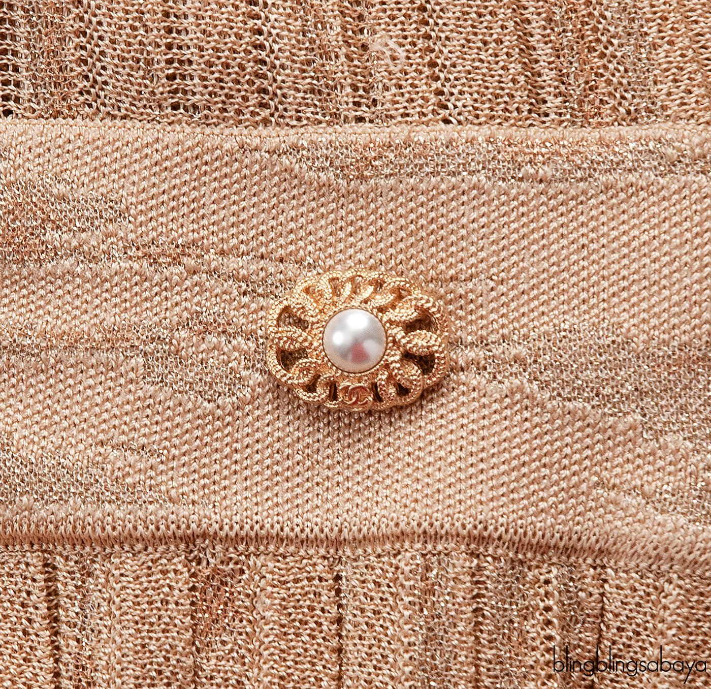 Chanel Gold Ribbed Knit Maxi Dress