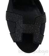 Premiere Glitter Black Slingback Heels