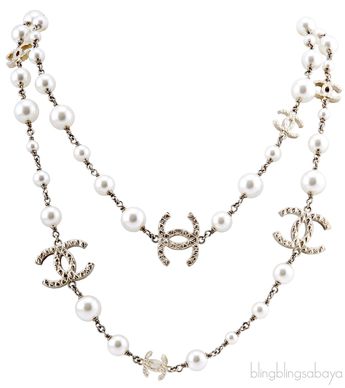 Gold CC Logo Pearl Necklace