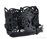 Black Floral Cut-out Wide Belt