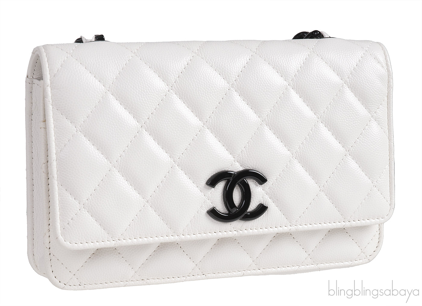 Chanel White Caviar Quilted My Everything WOC Bag