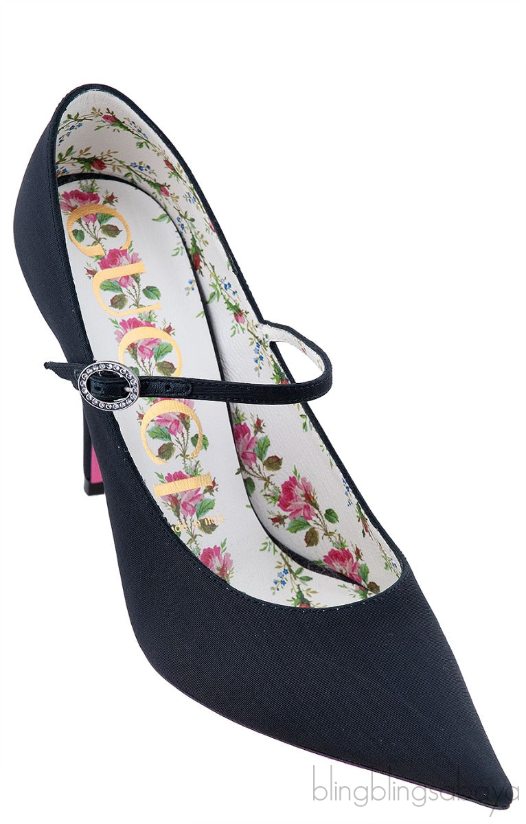 Black Virginia Mary Jane Pointed Toe Heels