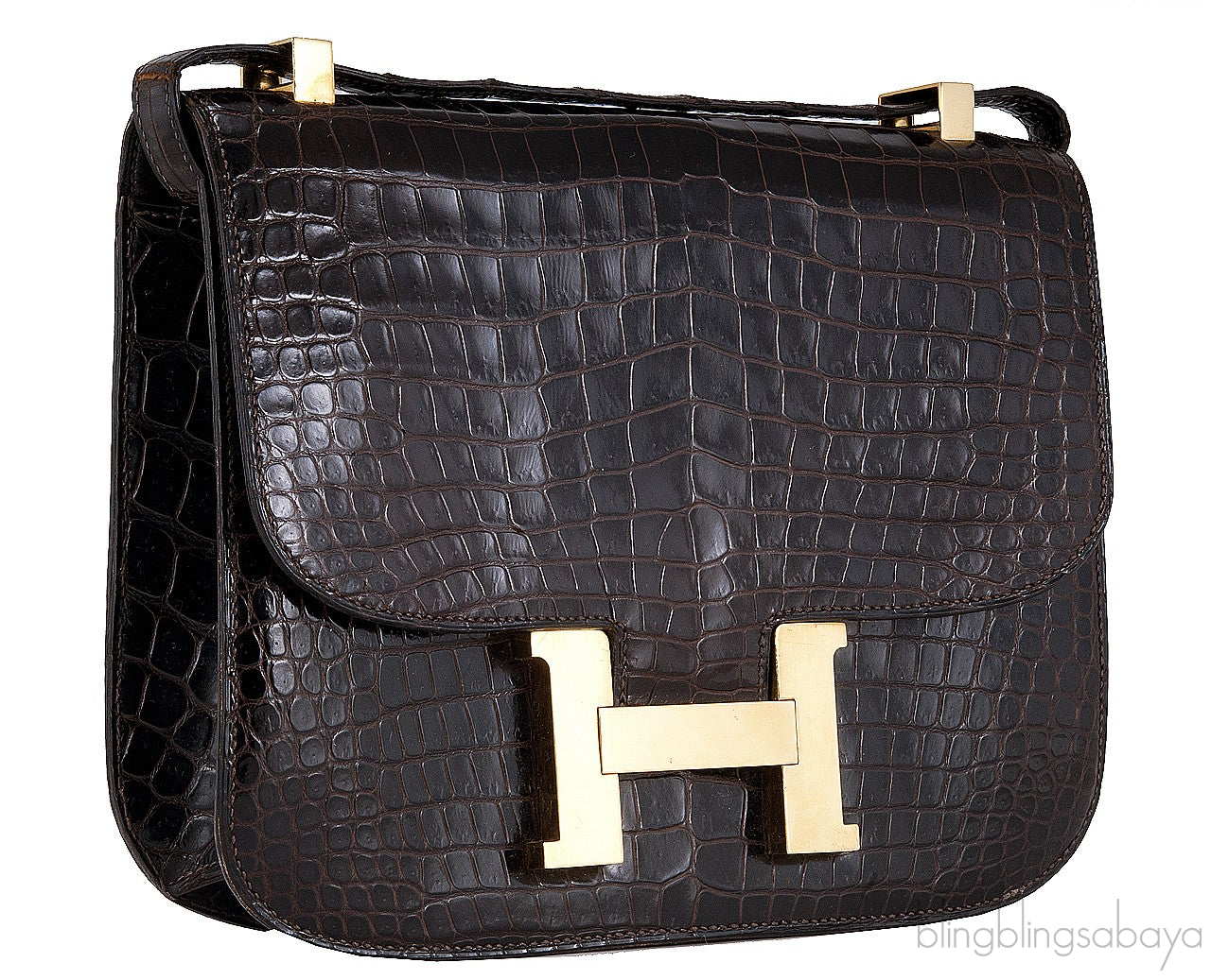 Constance Vintage Brown Crocodile
