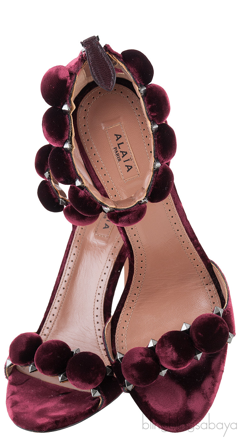 Burgundy Velvet Bombe Heels