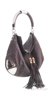 Indy Dark Brown Ostrich Hobo