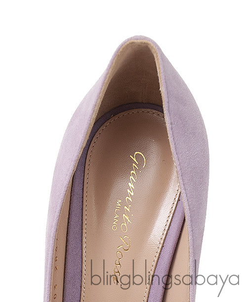 Lilac Suede Pointed Toe Heels