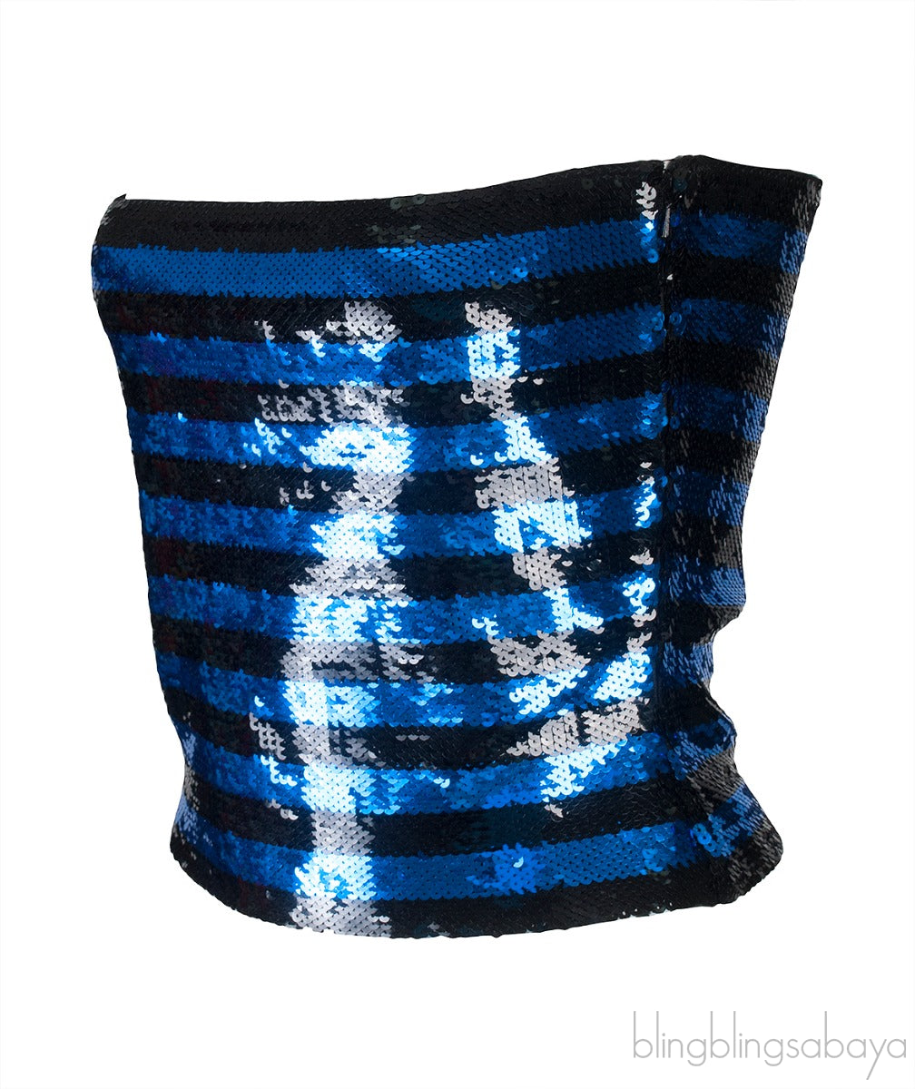 Striped Sequined Tube Top