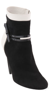 Black Suede Lizard Print Ankle Boots