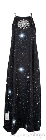 Black Crystal Halterneck Dress