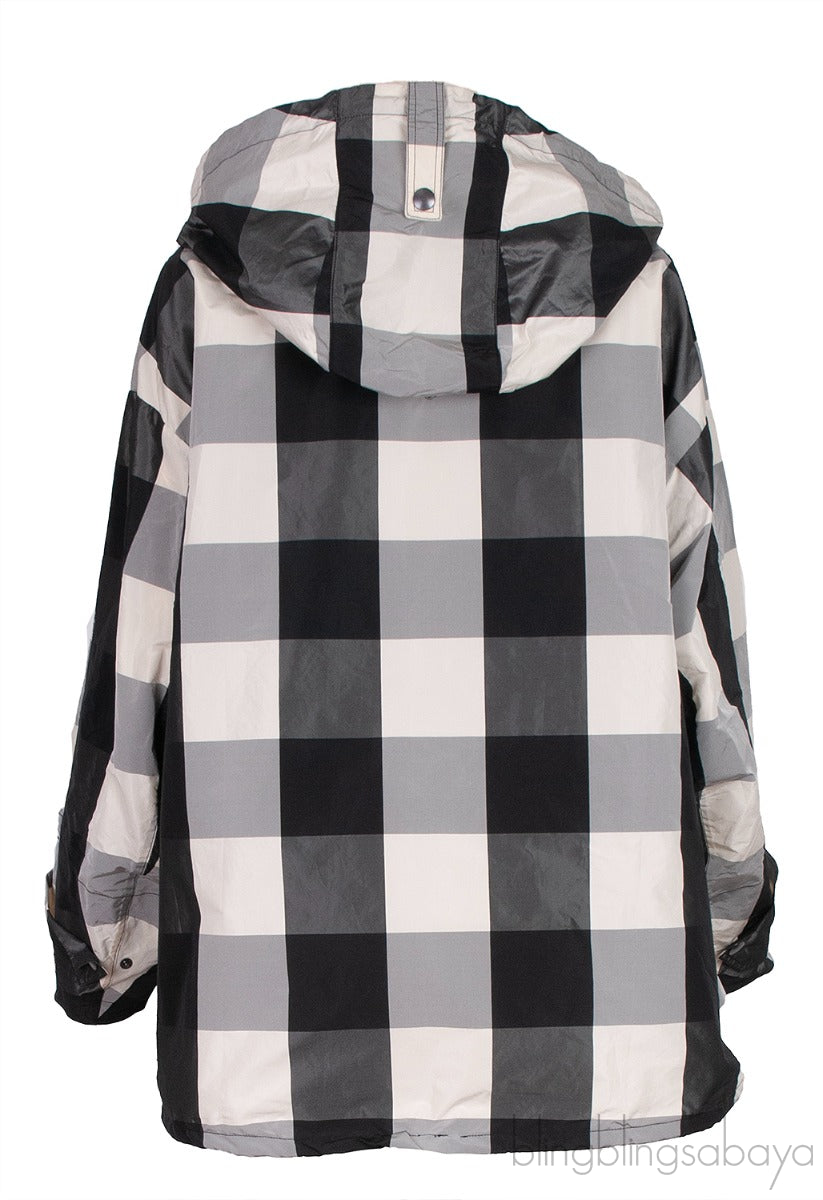 Dior Black & Off White Plaid Polyester Rain Jacket