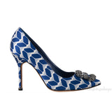 Blue Printed Satin Hangisi Pump