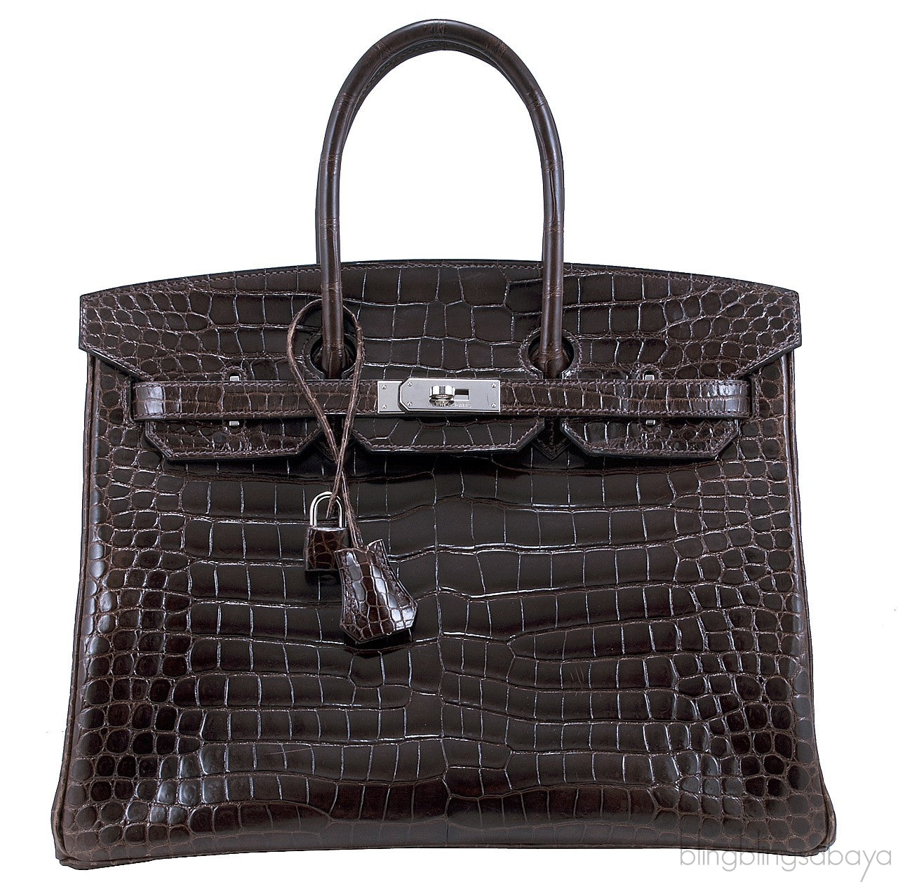 Birkin 35 Nicotine Shiny Croco