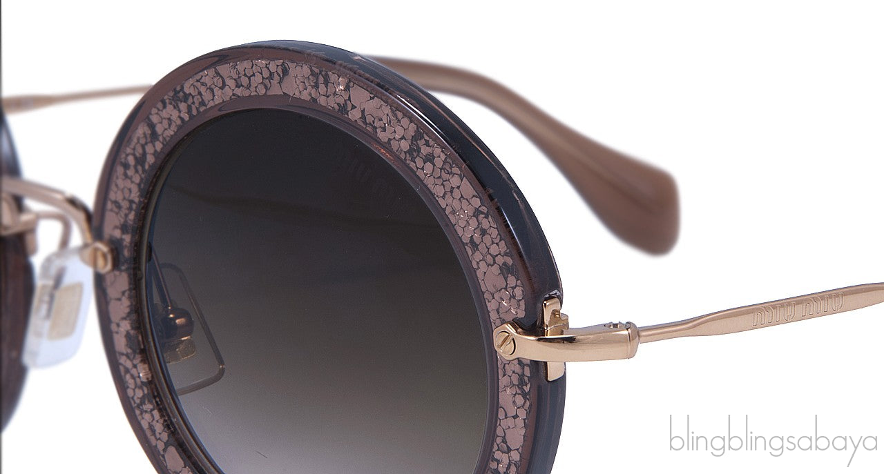 Tobacco Noir Glitter Round Sunglasses