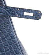 Birkin 30 Bleu de Prusse Croc