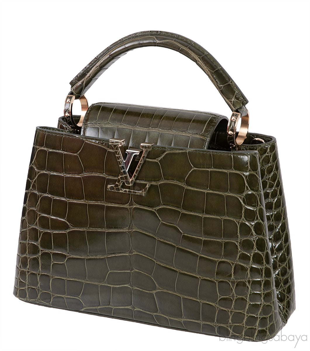 Capucines BB Crocodile Kaki Bag