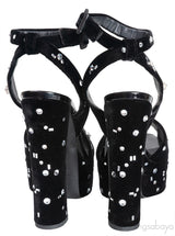 Lavinia Swarovski Crystal Velvet Platform Sandals