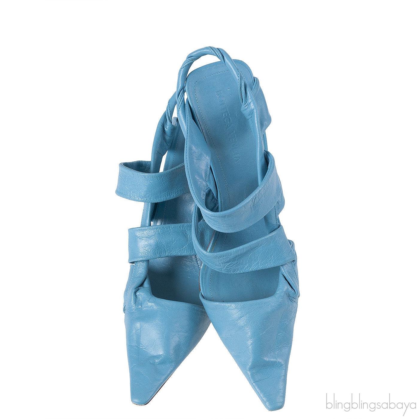 Bottega Veneta Blue Point Leather Slingback Pumps