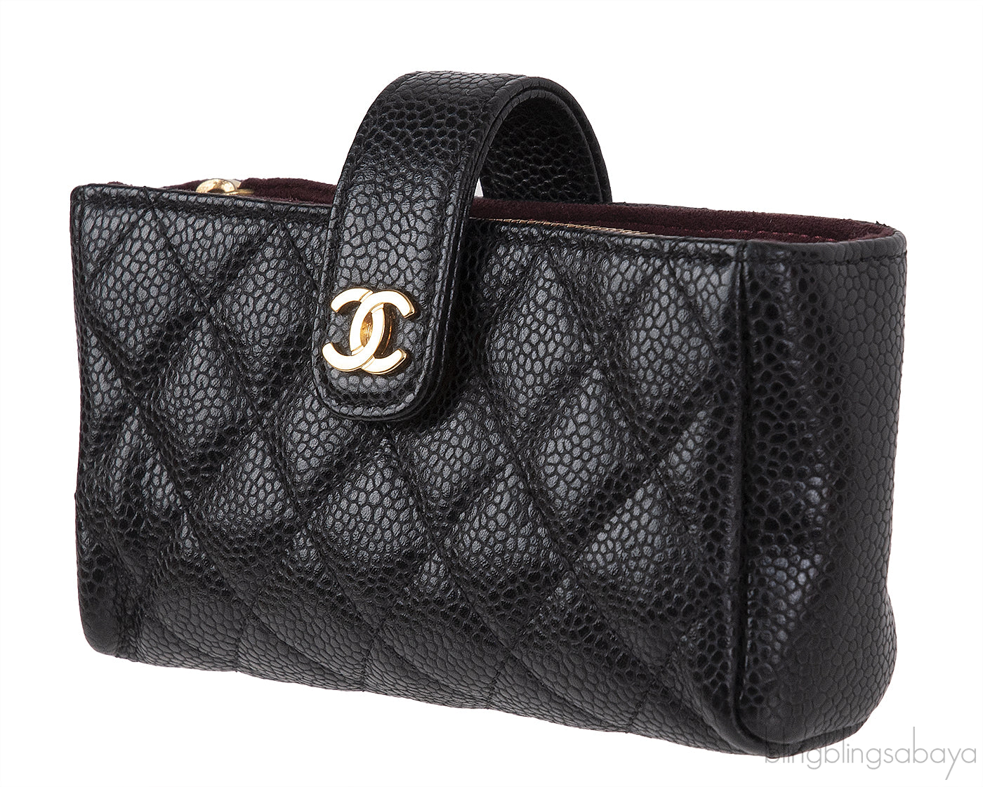 Chanel Black Quilted Phone Holder GHW