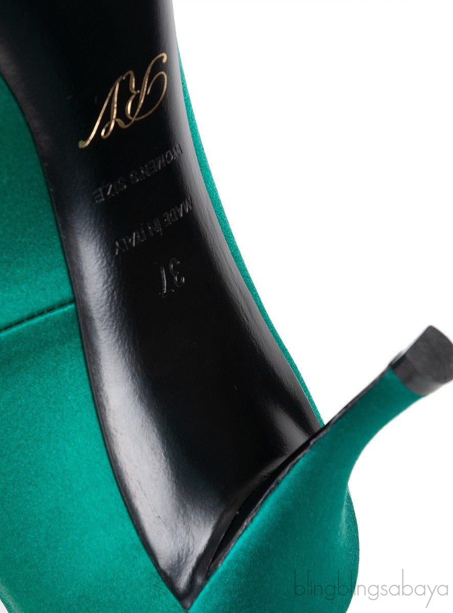 Roger Vivier Emerald Green Floral Crystal Heels