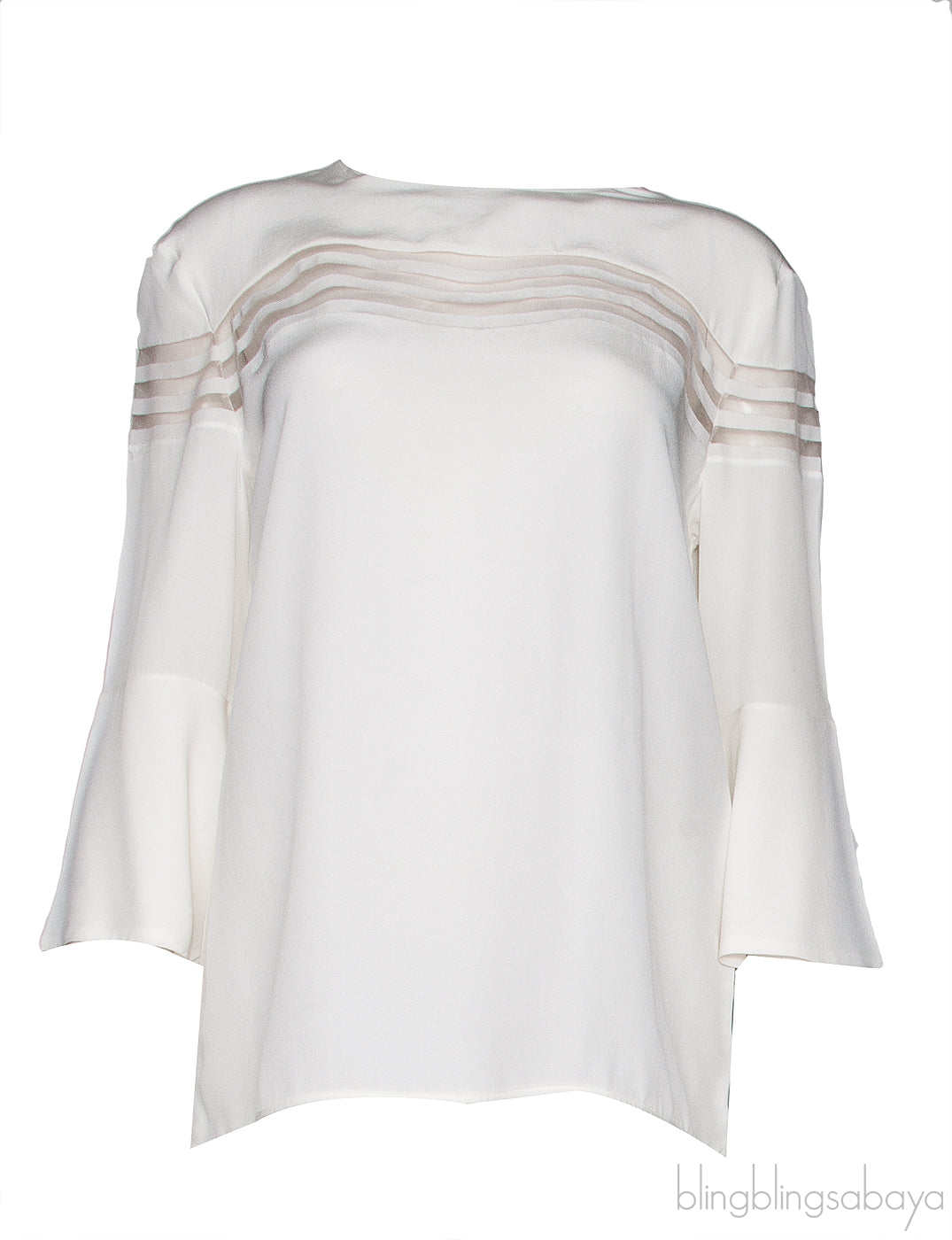 White Third-Quarter Sleeves Blouse