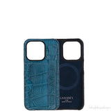 Card Holder Strap Iphone 15 Case Alligator Forest Green