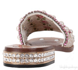 Guccy Pearl and Crystal Embellished Slide Sandals