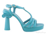 Parthenon Grecian Gladiator Column Heels Blue Green