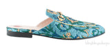 Blue Floral Lurex Princetown Sandals