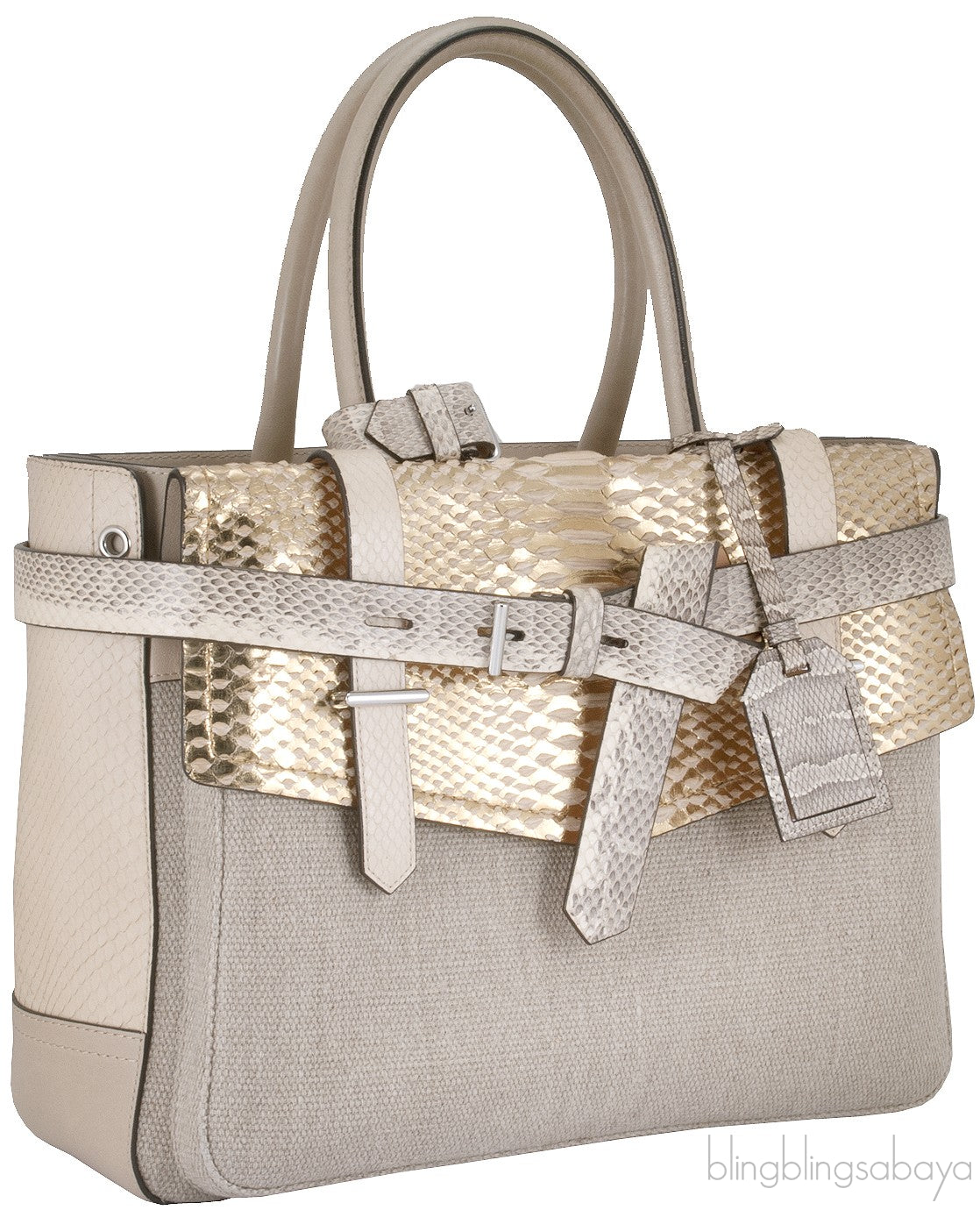 Beige Canvas Python Boxer