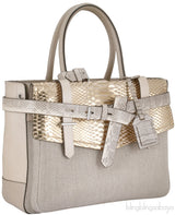 Beige Canvas Python Boxer