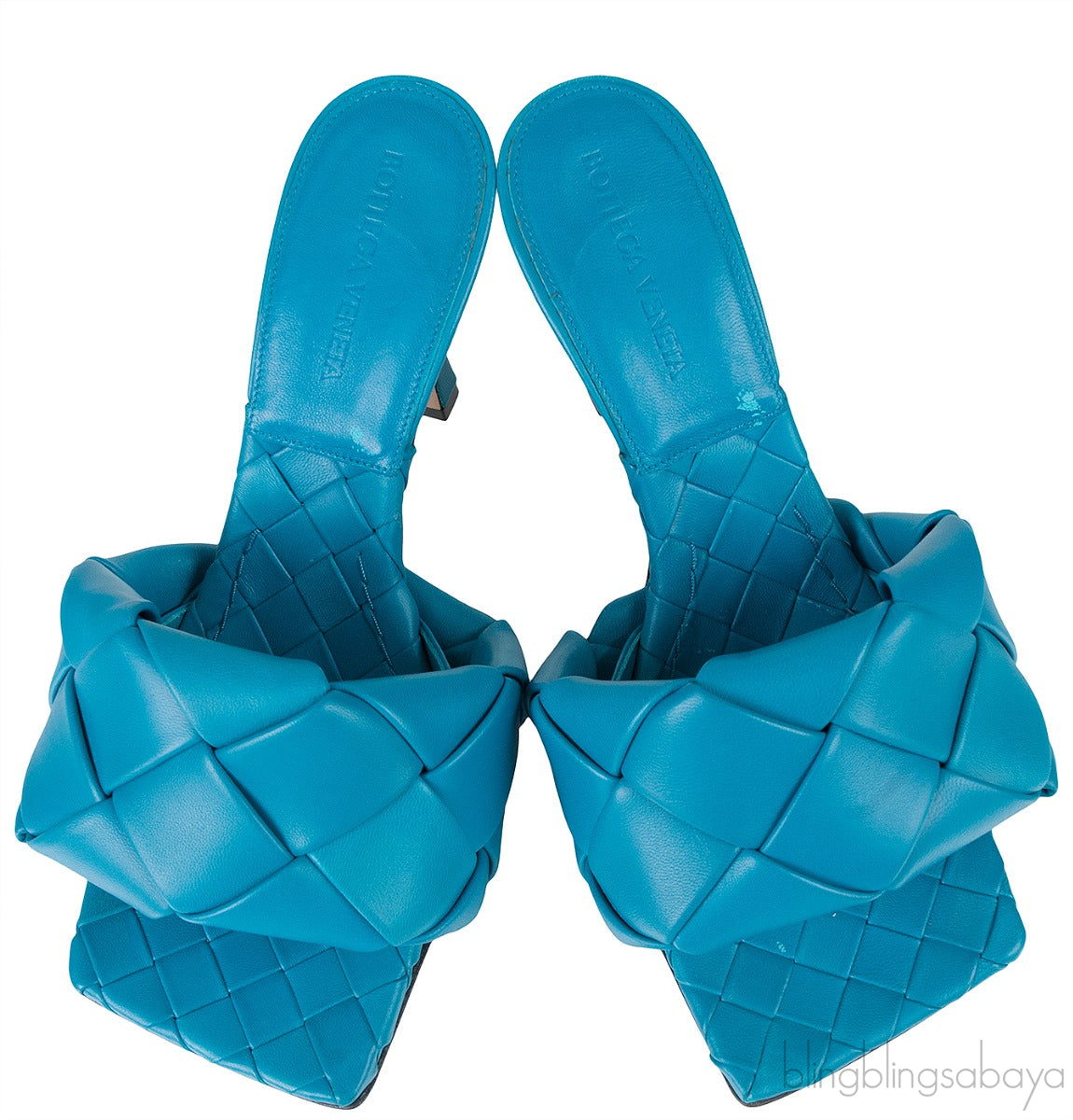 Blue Lido Intrecciato Mules
