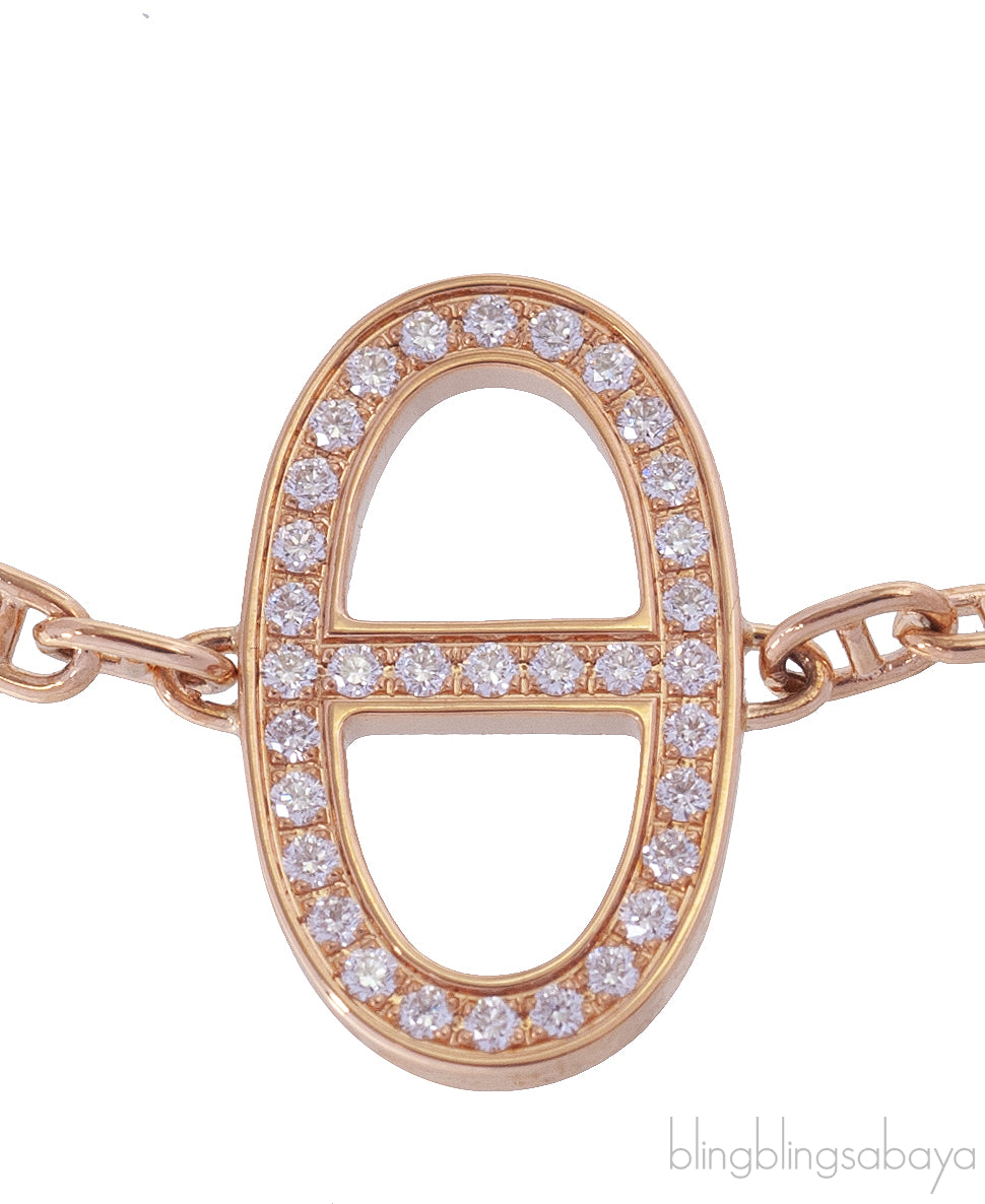 Hermes Chaine d\'ancre Contour Rose Gold Diamond Bracelet