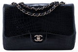 Classic Jumbo Black Shiny Croco