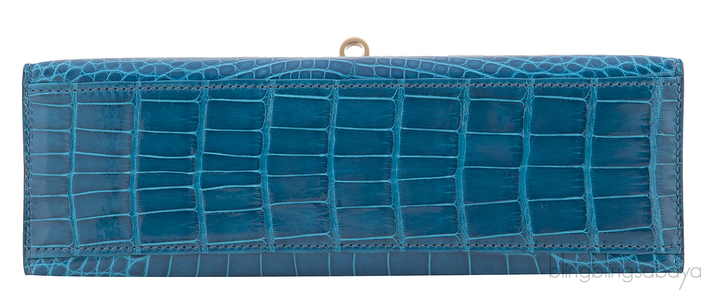 Kelly Pochette Bleu Izmir Crocodile