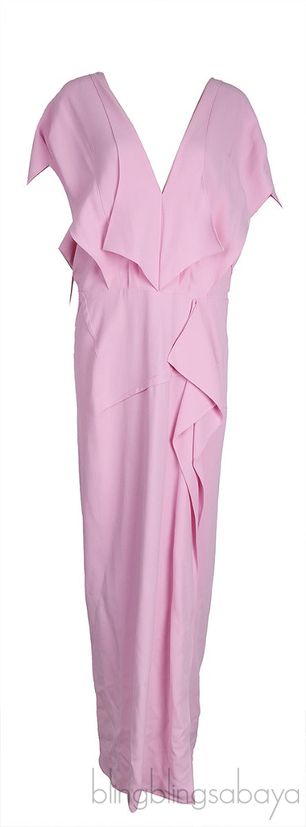 Lorre Cape-effect Ruffled Crepe Gown