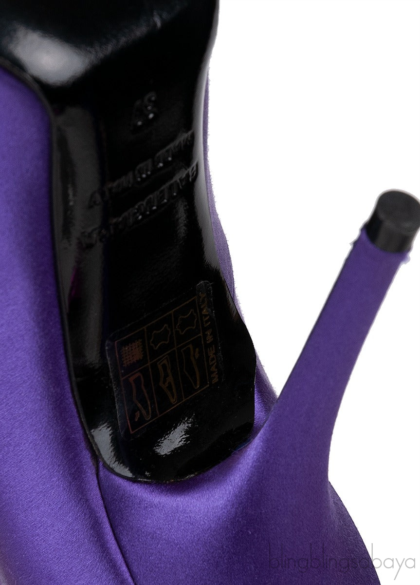 Purple Satin Pointed Toe Heels