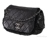 Black Quilted Rabbit Fur Bag