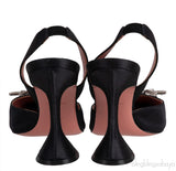 Black Begum Crystal-embellished Satin Slingback Pump