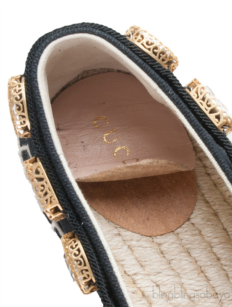 Gucci Pepita Black Canvas Crystal Espadrille