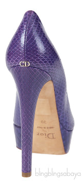 Purple Snakeskin Peep Toe Pump