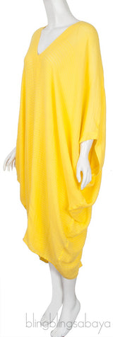 Yellow Plain Kaftan Dress