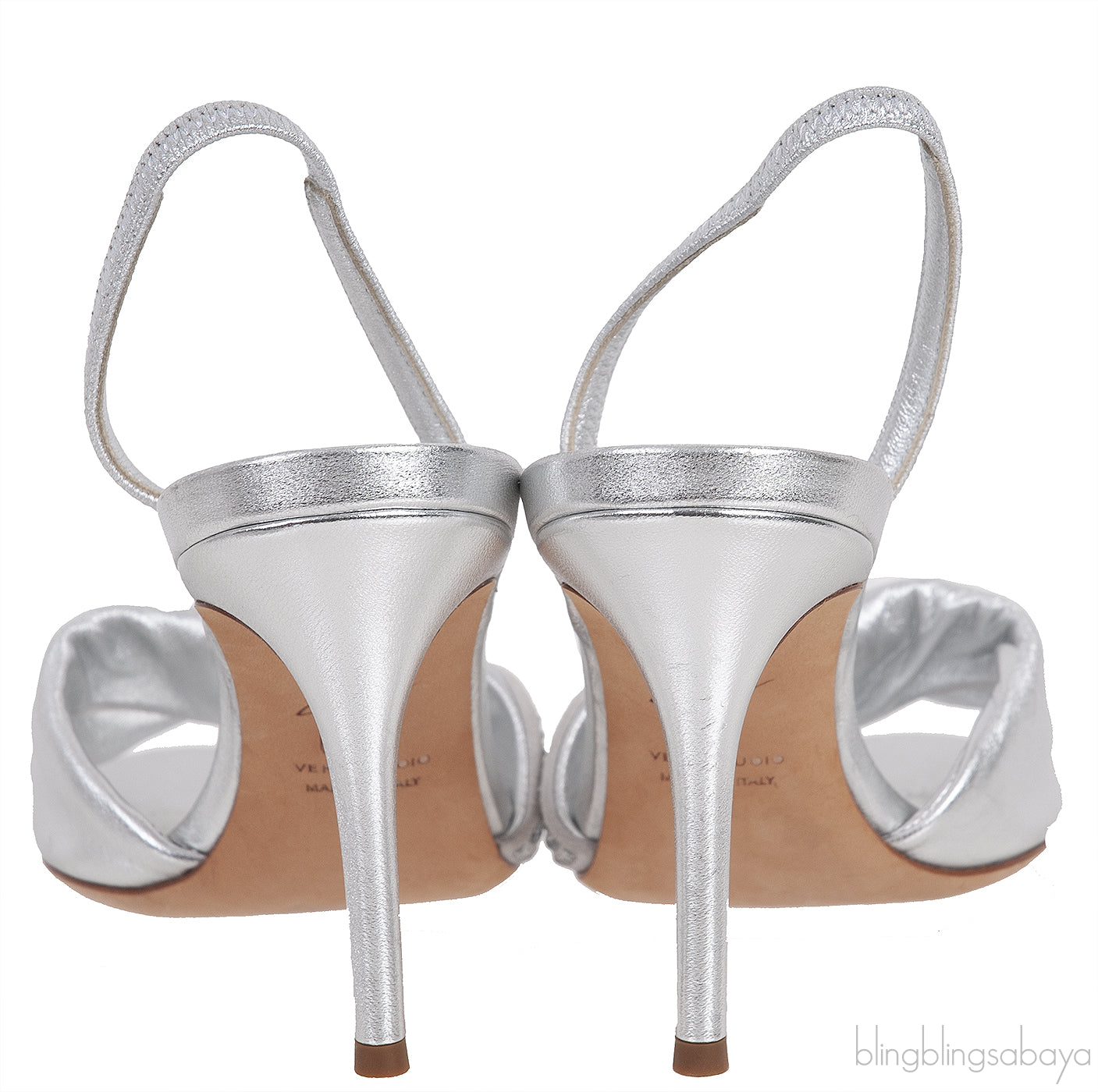 Giuseppe Zanotti Silver Crystal Embellished Vamp Slingback