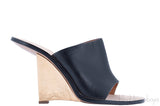 Hammered Gold Tone Wedge Mule