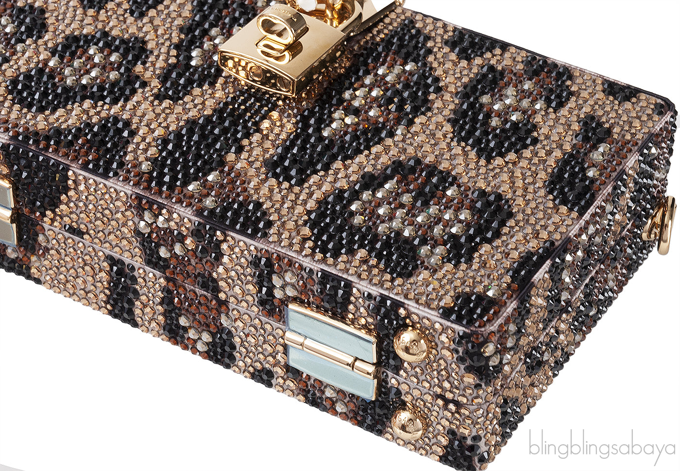 Dolce & Gabbana Leopard Crystal Hard Clutch Shoulder Bag