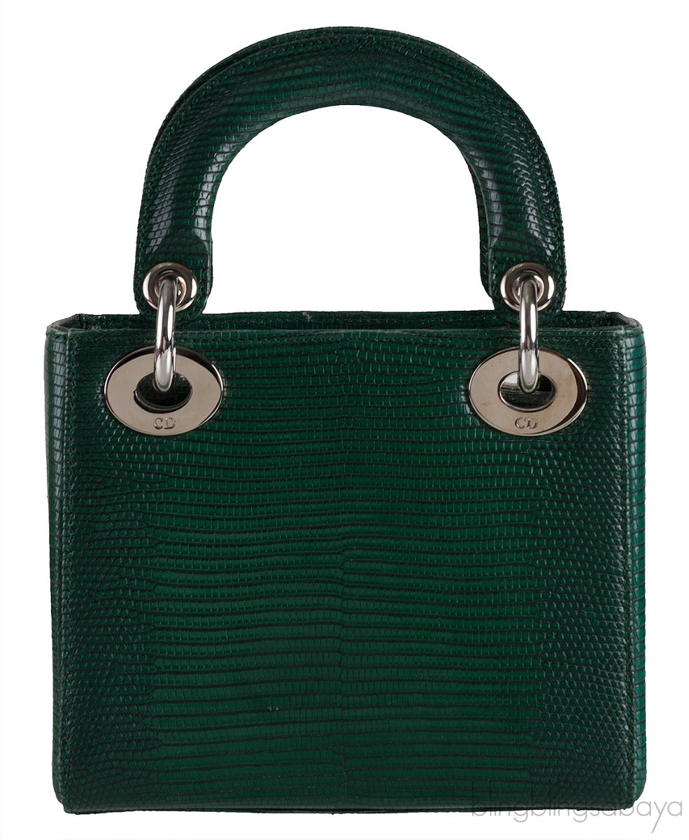 Lady Dior Emerald Green Mini Lizard