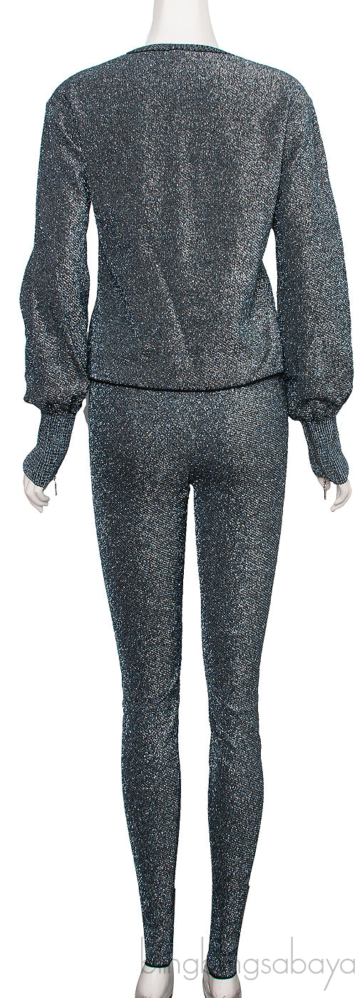 Silvery Black Top & Leggings