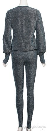 Silvery Black Top & Leggings